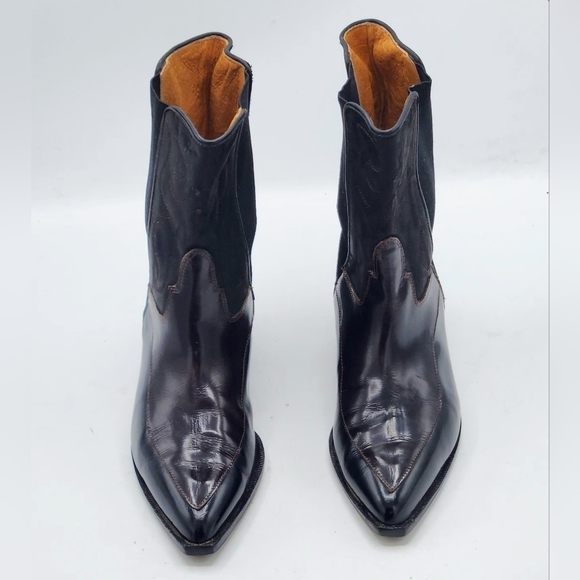 Donald J Pilner Vintage Western Couture Leather Black Brown Boots SZ 7 - Picture 2 of 16